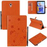 For Samsung Galaxy Tab A10.5 T590 / T595 Cat Bee Embossing Pattern Shockproof Table PC Protective Horizontal Flip Leather Case with Holder & Card Slots & Wallet & Pen Slot & Wake-up / Sleep Function(Orange)