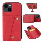 For iPhone 15 Double Buckle Card Slots PU+TPU Phone Case(Red)