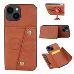 For iPhone 15 Plus Double Buckle Card Slots PU+TPU Phone Case(Brown)