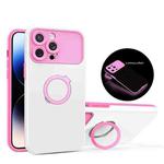 For iPhone 11 Pro Luminous Series Ring Holder Phone Case(White + Pink)