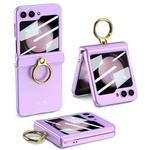 For Samsung Galaxy Z Flip5 GKK Integrated Magnetic Hinge Phone Case with Ring Holder(Purple)