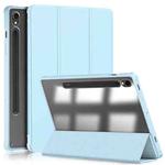 For Samsung Galaxy Tab S9 Acrylic 3-folding Smart Leather Tablet Case(Sky Blue)
