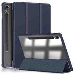 For Samsung Galaxy Tab S9 Acrylic 3-folding Smart Leather Tablet Case(Dark Blue)