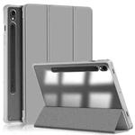 For Samsung Galaxy Tab S9 Acrylic 3-folding Smart Leather Tablet Case(Grey)