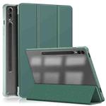 For Samsung Galaxy Tab S9+ Acrylic 3-folding Smart Leather Tablet Case(Deep Green)