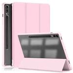 For Samsung Galaxy Tab S9+ Acrylic 3-folding Smart Leather Tablet Case(Pink)
