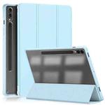 For Samsung Galaxy Tab S9+ Acrylic 3-folding Smart Leather Tablet Case(Sky Blue)