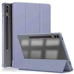 For Samsung Galaxy Tab S9+ Acrylic 3-folding Smart Leather Tablet Case(Lavender Purple)