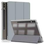 For Samsung Galaxy Tab S9+ Acrylic 3-folding Smart Leather Tablet Case(Grey)