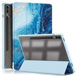 For Samsung Galaxy Tab S9+ Acrylic 3-folding Painted Smart Leather Tablet Case(Waves)