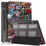 For Samsung Galaxy Tab S9+ Acrylic 3-folding Painted Smart Leather Tablet Case(Graffiti)