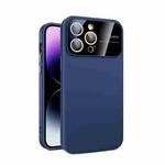 For iPhone 15 Pro Max Large Glass Window PC Phone Case with Integrated Lens Film(Royal Blue)