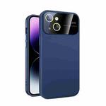 For iPhone 14 Plus Large Glass Window PC Phone Case with Integrated Lens Film(Royal Blue)