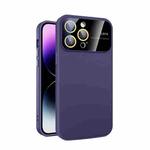 For iPhone 14 Pro Large Glass Window PC Phone Case with Integrated Lens Film(Dark Purple)