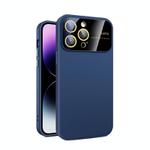 For iPhone 14 Pro Max Large Glass Window PC Phone Case with Integrated Lens Film(Royal Blue)