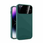 For iPhone SE 2022/2020/8/7 Large Glass Window PC Phone Case with Integrated Lens Film(Green)