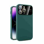 For iPhone 13 Pro Large Glass Window PC Phone Case with Integrated Lens Film(Green)