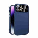 For iPhone 12 Pro Max Large Glass Window PC Phone Case with Integrated Lens Film(Royal Blue)