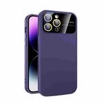 For iPhone 12 Pro Large Glass Window PC Phone Case with Integrated Lens Film(Dark Purple)