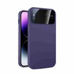 For iPhone XS Large Glass Window PC Phone Case with Integrated Lens Film(Dark Purple)