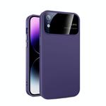 For iPhone XR Large Glass Window PC Phone Case with Integrated Lens Film(Dark Purple)