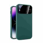 For iPhone XR Large Glass Window PC Phone Case with Integrated Lens Film(Green)