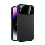 For iPhone XR Large Glass Window PC Phone Case with Integrated Lens Film(Black)