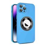 For iPhone 11 Pro Max Eagle Eye Lens CD Texture MagSafe Magnifier Phone Case(Sky Blue)