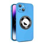 For iPhone 13 Eagle Eye Lens CD Texture MagSafe Magnifier Phone Case(Sky Blue)