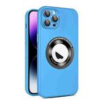 For iPhone 13 Pro Eagle Eye Lens CD Texture MagSafe Magnifier Phone Case(Sky Blue)