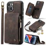 For iPhone 15 Plus CaseMe C20 Multifunctional RFID Leather Phone Case(Brown)