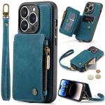 For iPhone 15 Pro CaseMe C20 Multifunctional RFID Leather Phone Case(Blue)