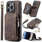 For iPhone 15 Pro Max CaseMe C20 Multifunctional RFID Leather Phone Case(Brown)