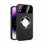 For iPhone XR Large Glass Window Magnetic Magsafe Phone Case with Lens Film(Black)