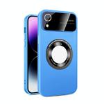 For iPhone XR Large Glass Window Magnetic Magsafe Phone Case with Lens Film(Sky Blue)