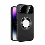 For iPhone XS Max Large Glass Window Magnetic Magsafe Phone Case with Lens Film(Black)