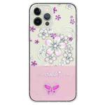 For iPhone 15 Pro Max Bronzing Butterfly Flower TPU Phone Case(Cherry Blossoms)