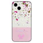 For iPhone 15 Plus Bronzing Butterfly Flower TPU Phone Case(Peach Blossoms)