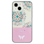 For iPhone 15 Plus Bronzing Butterfly Flower TPU Phone Case(Peacock Flower)