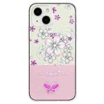 For iPhone 15 Bronzing Butterfly Flower TPU Phone Case(Cherry Blossoms)