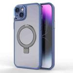For iPhone 15 Plus MagSafe Magnetic Metal Holder Phone Case(Blue)
