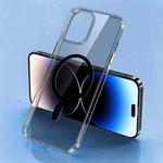 For iPhone 15 Pro Four Corner Clear Magsafe Phone Case(Transparent Black)