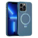 For iPhone 13 Pro Skin Feel PC+TPU Cooling Magnetic Magsafe Phone Case with Stand(Navy Blue)