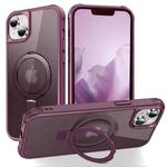 For iPhone 15 Plus MagSafe Magnetic Holder Phone Case(Wine Red)