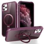 For iPhone 11 Pro Max MagSafe Magnetic Holder Phone Case(Wine Red)