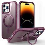 For iPhone 14 Pro MagSafe Magnetic Rotating Holder Phone Case(Wine Red)