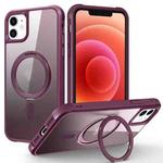 For iPhone 12 / 12 Pro MagSafe Magnetic Rotating Holder Phone Case(Wine Red)