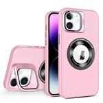 For iPhone 11 Skin Feel Magnifier MagSafe Lens Holder Phone Case(Pink)