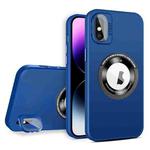 For iPhone X / XS Skin Feel Magnifier MagSafe Lens Holder Phone Case(Royal Blue)