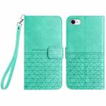 For iPhone SE 2022 / 2020 /8/7 Rhombic Texture Leather Phone Case with Lanyard(Green)